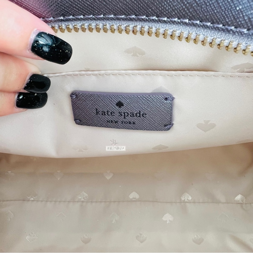 Kate Spade Tinsel Glitter Satchel & Card Holder Wallet In Lilac Frost - Picture 9 of 16
